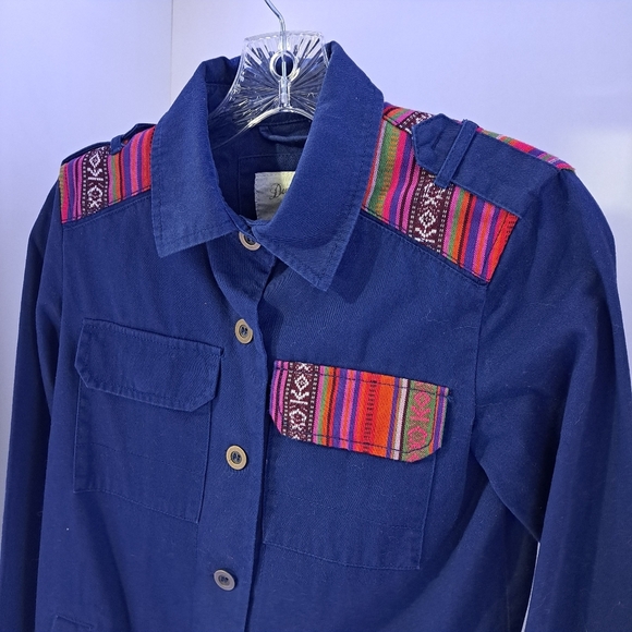 Denim Co | Blue & pink cute patterned Light  womens utility jacket - Picture 3 of 13